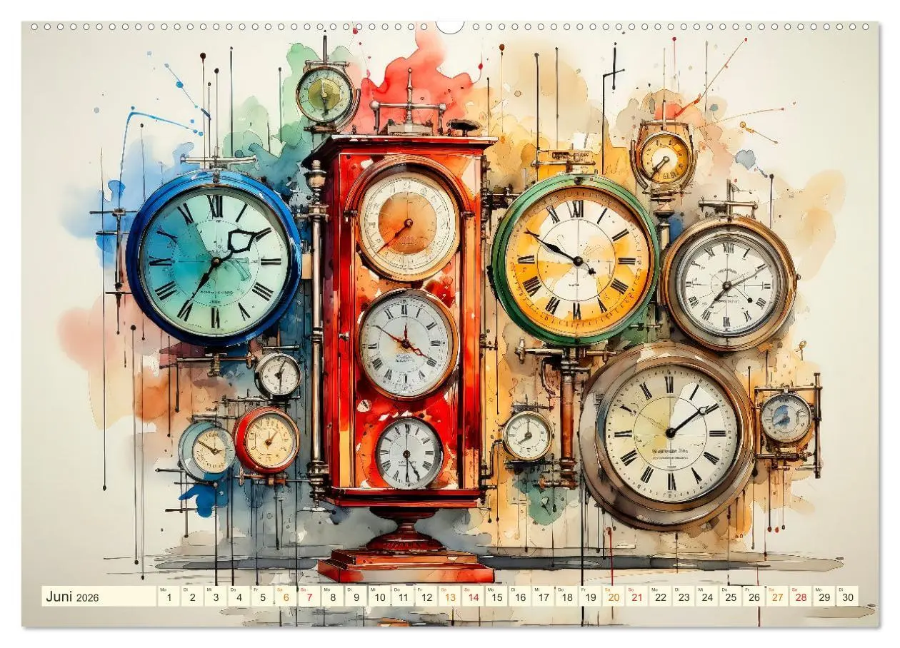 Bild: 9783457504093 | Uhren Uhrzeit (hochwertiger Premium Wandkalender 2026 DIN A2 quer),...