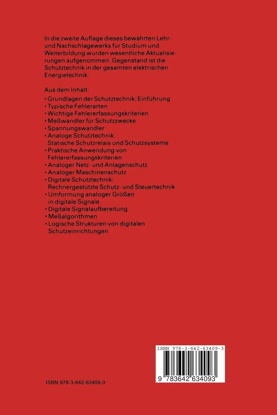 Rückseite: 9783642634093 | Schutztechnik in Elektroenergiesystemen | Helmut Ungrad (u. a.) | Buch