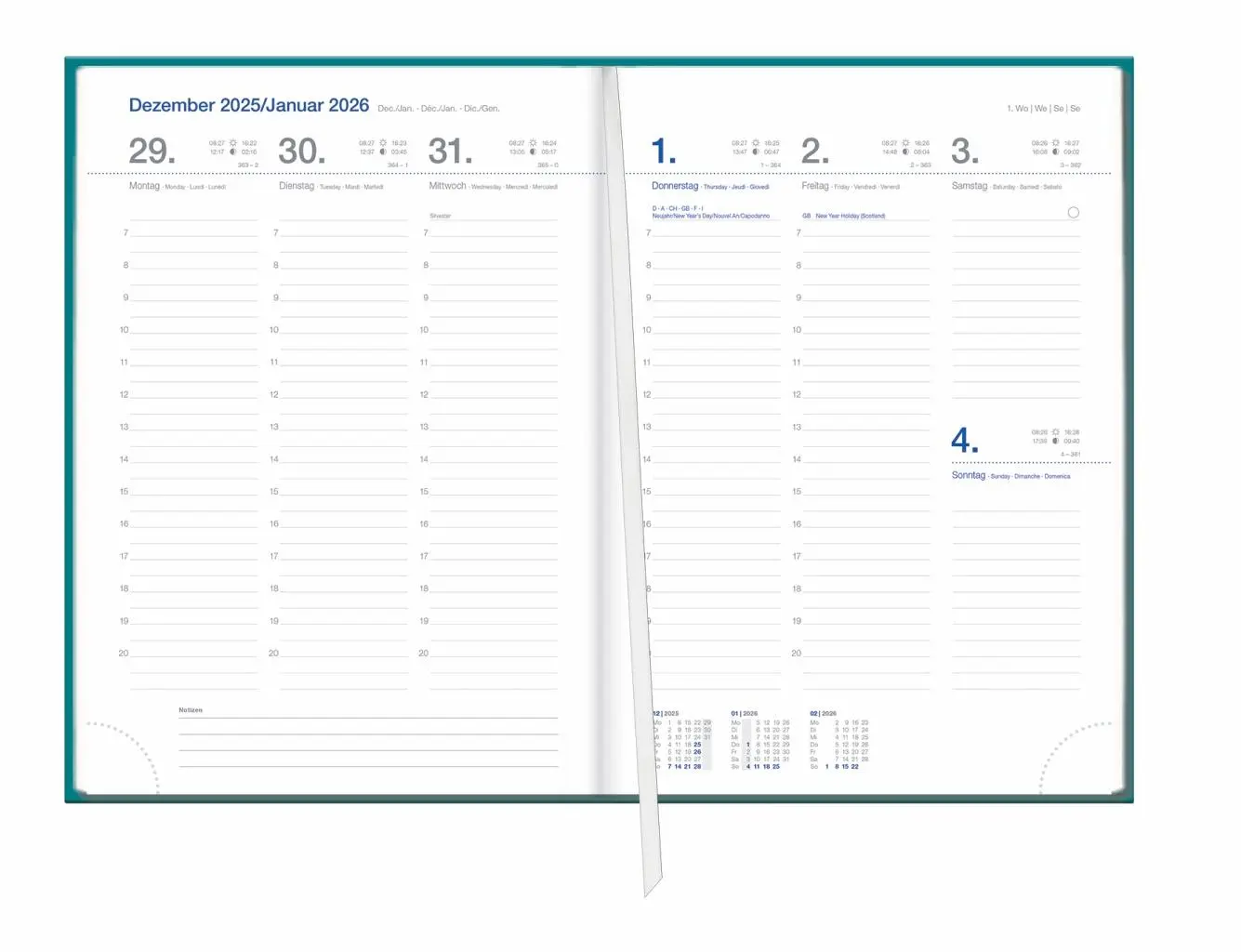 Bild: 9783756414093 | Wochen-Cheftimer A5, petrol 2026 | Buch | Bürokalender Heye | 136 S.