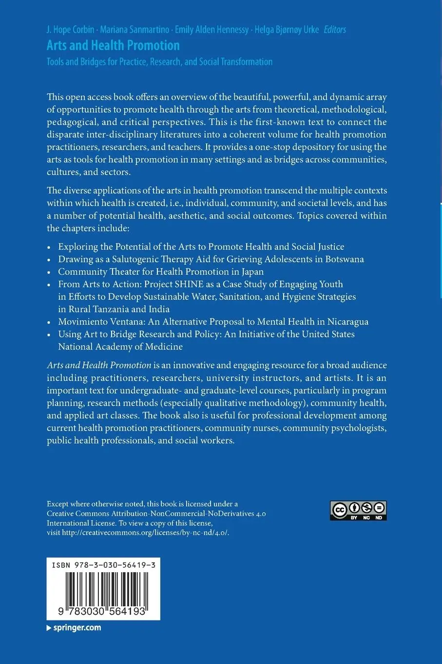 Rückseite: 9783030564193 | Arts and Health Promotion | J. Hope Corbin (u. a.) | Taschenbuch | xix
