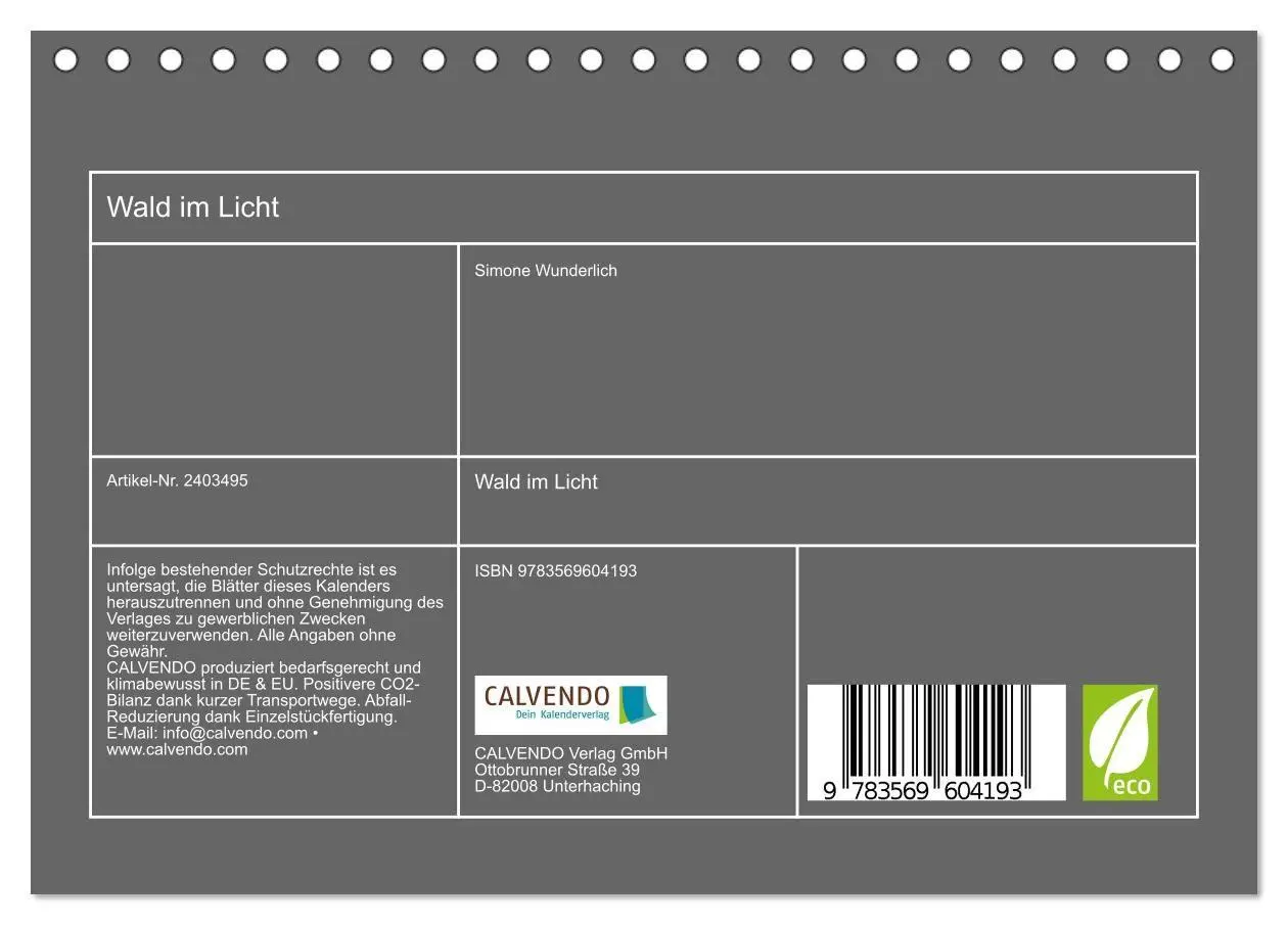 Bild: 9783569604193 | Wald im Licht (Tischkalender 2027 DIN A5 quer), CALVENDO...