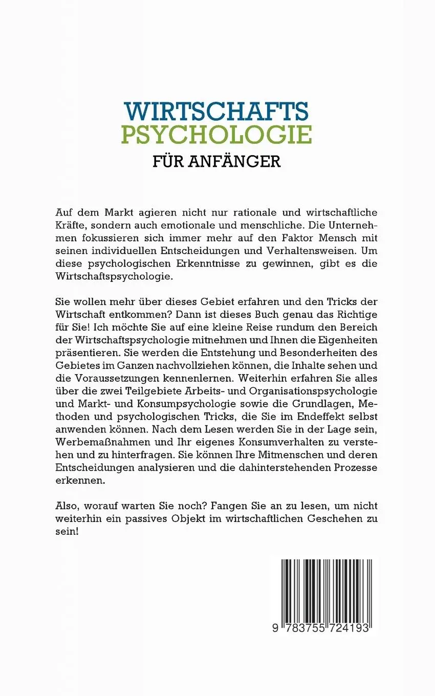 Rückseite: 9783755724193 | Wirtschaftspsychologie für Anfänger | Martin Kulas | Taschenbuch
