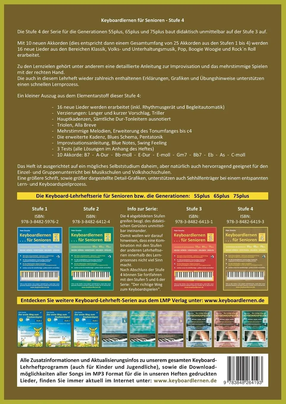 Rückseite: 9783848264193 | Keyboardlernen für Senioren (Stufe 4) | Peter Grosche | Taschenbuch