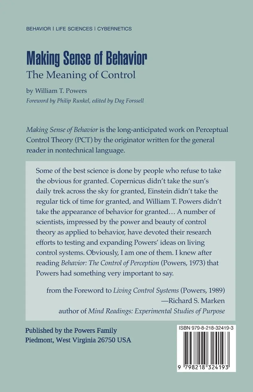 Rückseite: 9798218324193 | Making Sense of Behavior | William T Powers | Taschenbuch | Englisch