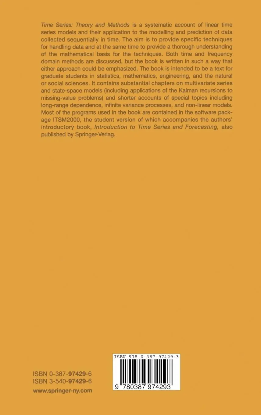 Rückseite: 9780387974293 | Time Series: Theory and Methods | Richard A. Davis (u. a.) | Buch
