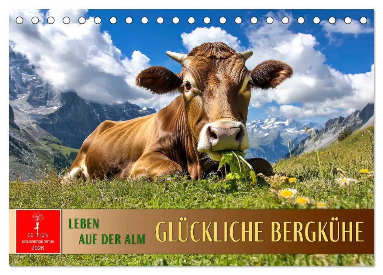 Cover: 9783457274293 | Glückliche Bergkühe - Leben auf der Alm (Tischkalender 2026 DIN A5...