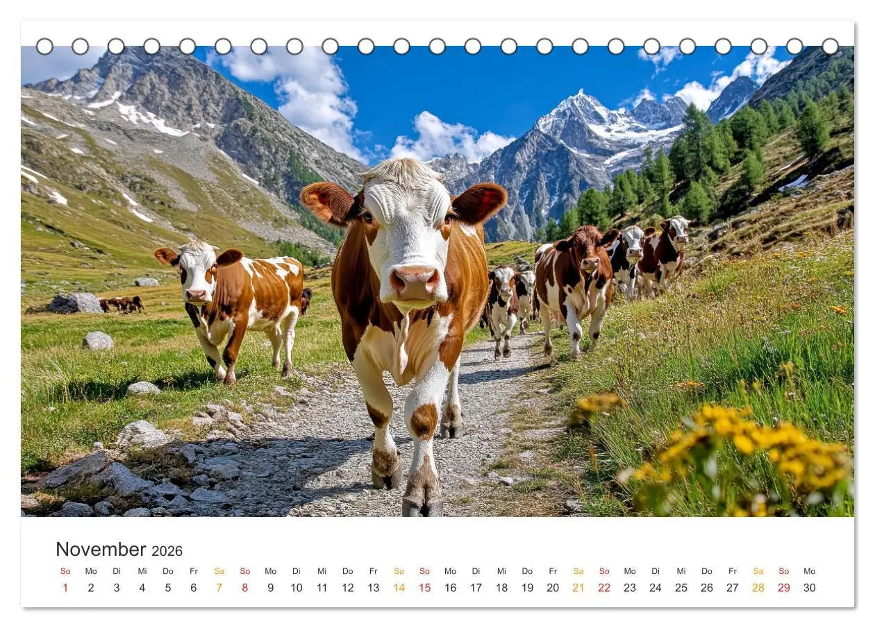 Bild: 9783457274293 | Glückliche Bergkühe - Leben auf der Alm (Tischkalender 2026 DIN A5...