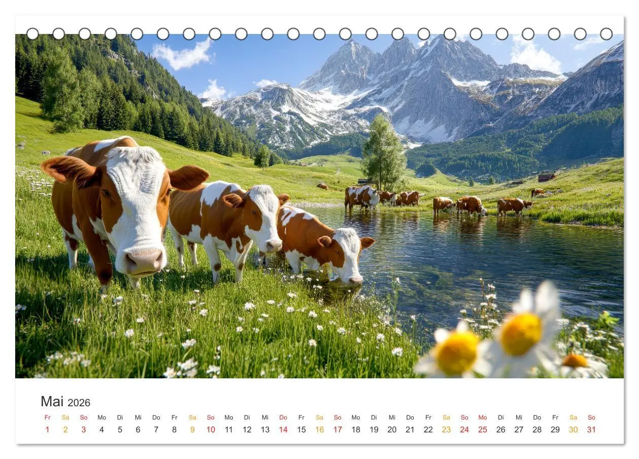 Bild: 9783457274293 | Glückliche Bergkühe - Leben auf der Alm (Tischkalender 2026 DIN A5...