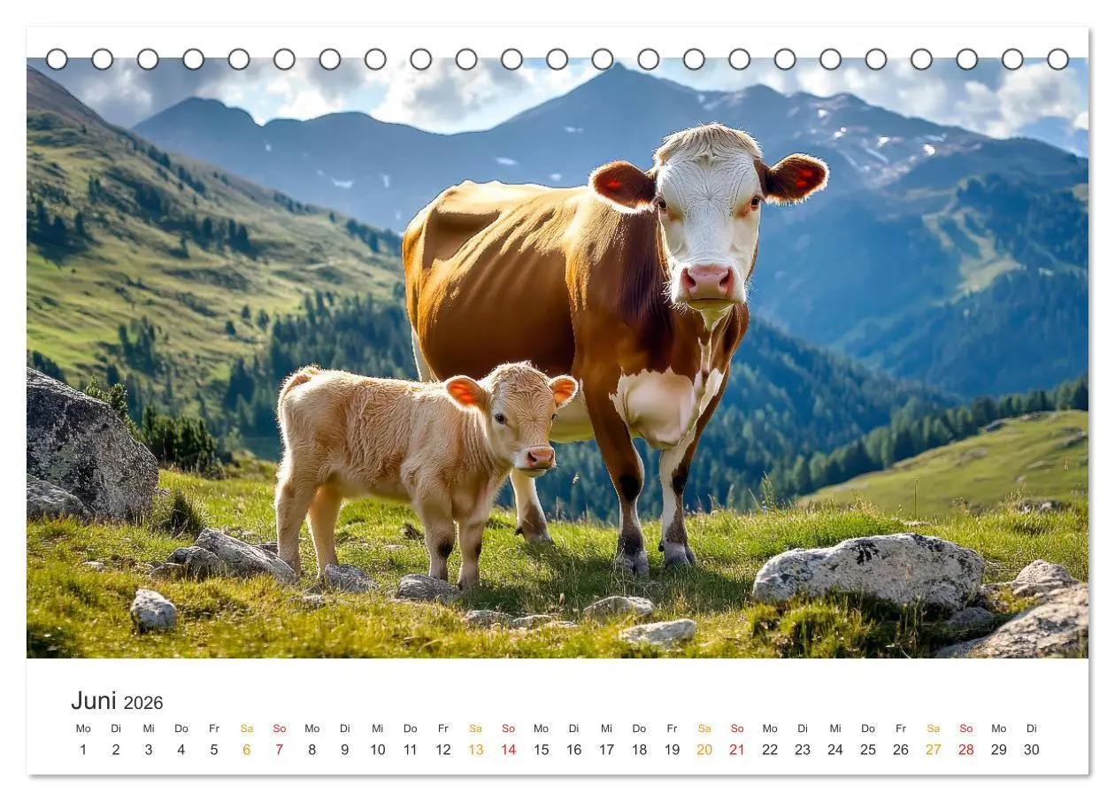 Bild: 9783457274293 | Glückliche Bergkühe - Leben auf der Alm (Tischkalender 2026 DIN A5...