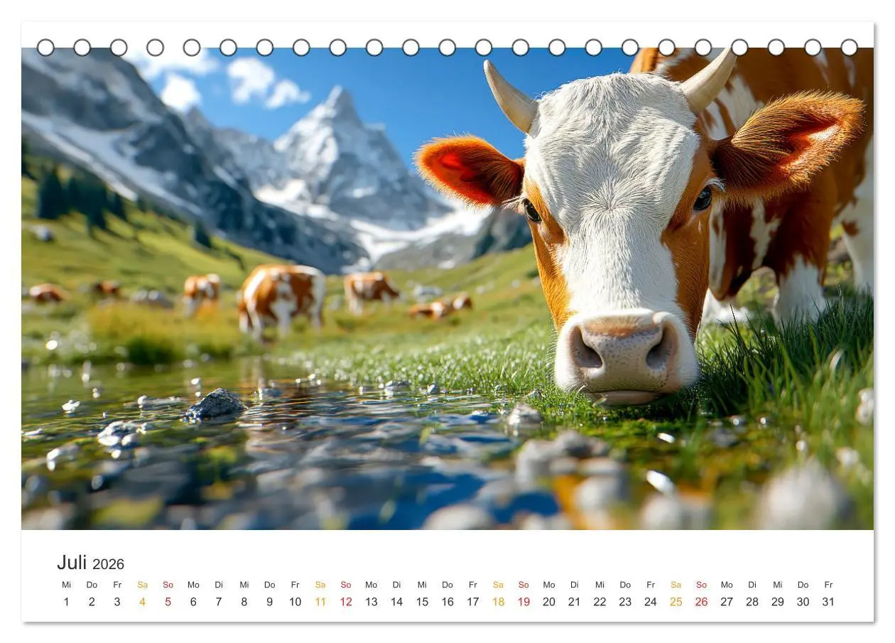 Bild: 9783457274293 | Glückliche Bergkühe - Leben auf der Alm (Tischkalender 2026 DIN A5...