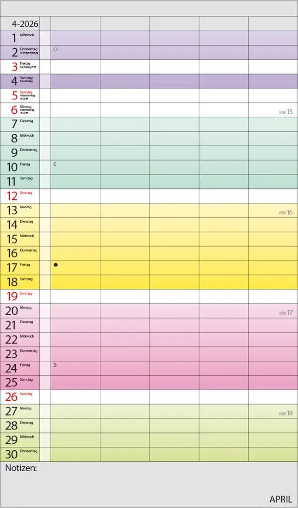 Bild: 9783731884293 | Familienplaner Farbenspiel 2026 | Verlag Korsch | Kalender | 14 S.