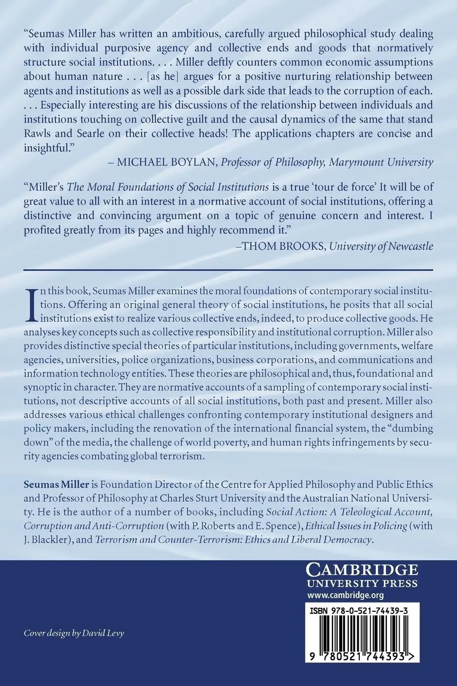 Rückseite: 9780521744393 | The Moral Foundations of Social Institutions | A Philosophical Study