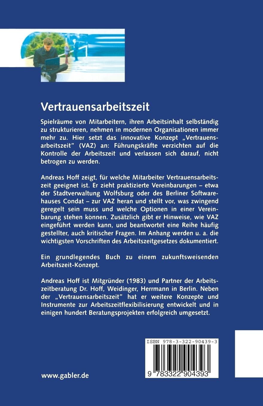 Rückseite: 9783322904393 | Vertrauensarbeitszeit: einfach flexibel arbeiten | Andreas Hoff | Buch