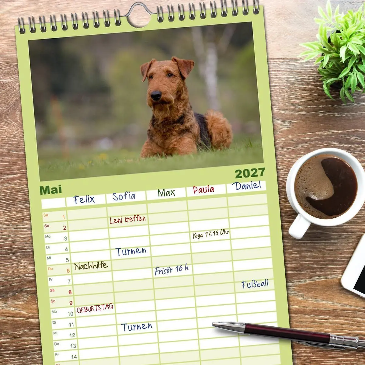 Bild: 9783594334393 | Familienplaner 2027 - Airedale-Terrier, was sonst! mit 5 Spalten...