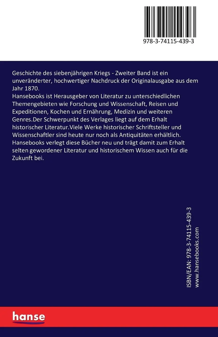 Rückseite: 9783741154393 | Geschichte des siebenjährigen Kriegs | Zweiter Band | Arnold Schaefer