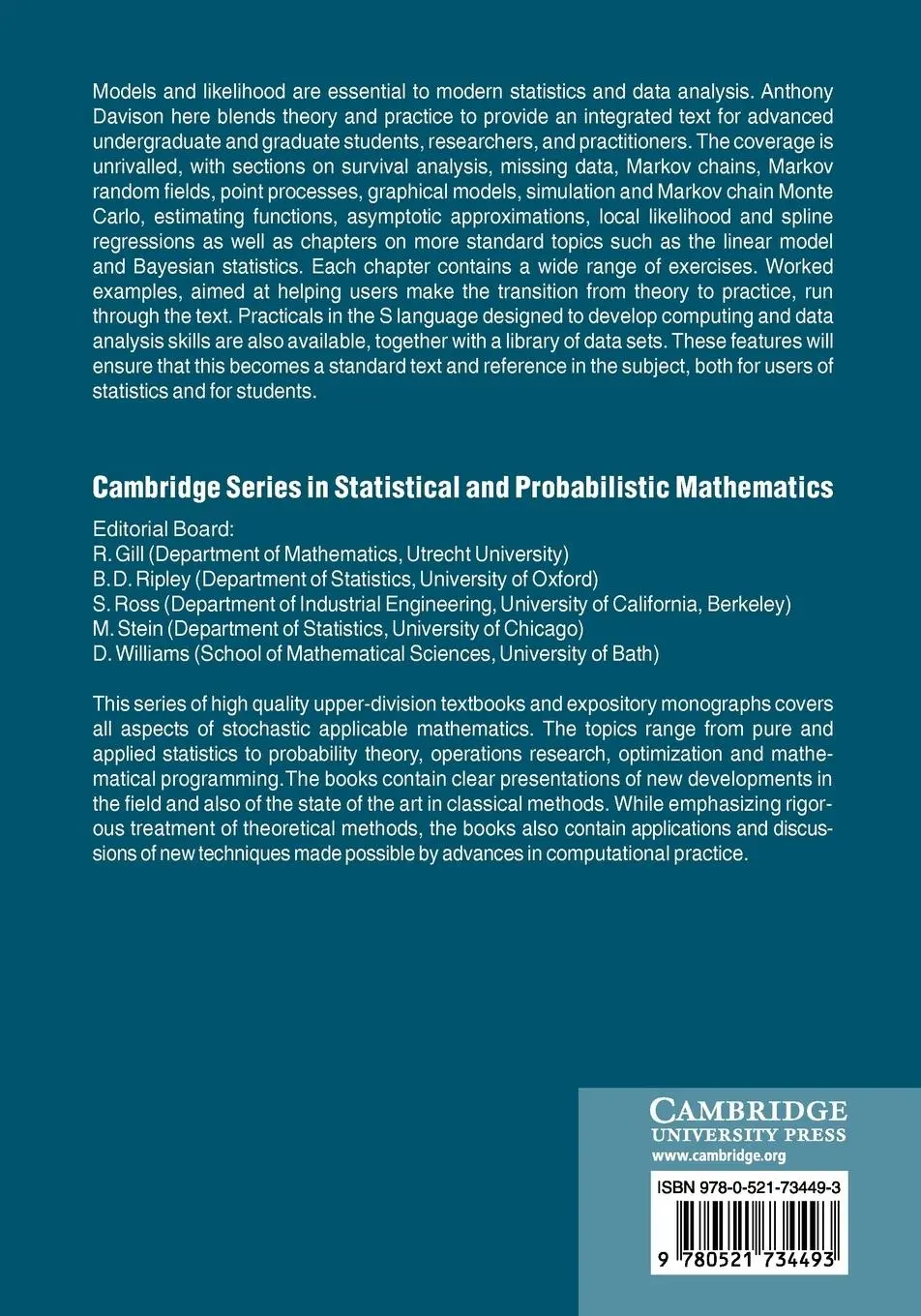 Rückseite: 9780521734493 | Statistical Models | A. C. Davison | Taschenbuch | Englisch | 2008