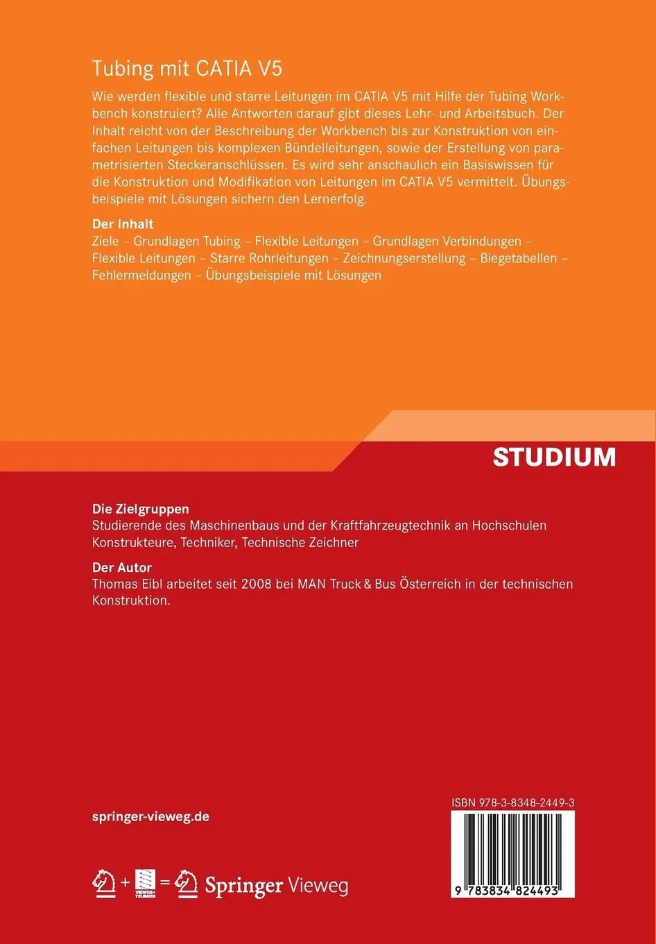 Rückseite: 9783834824493 | Tubing mit CATIA V5 | Thomas Eibl | Taschenbuch | Paperback | ix