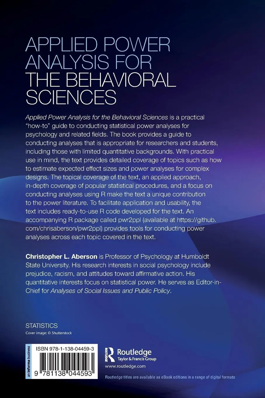 Rückseite: 9781138044593 | Applied Power Analysis for the Behavioral Sciences | 2nd Edition
