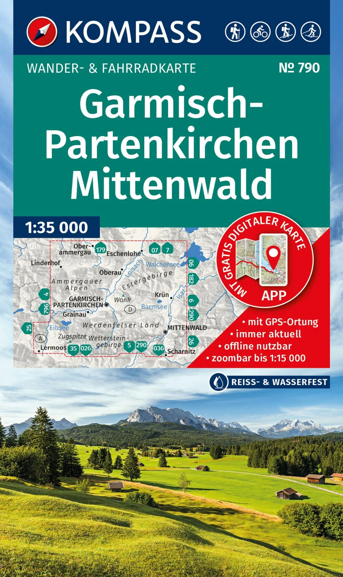 Cover: 9783991544593 | KOMPASS Wanderkarte 790 Garmisch-Partenkirchen, Mittenwald 1:35.000