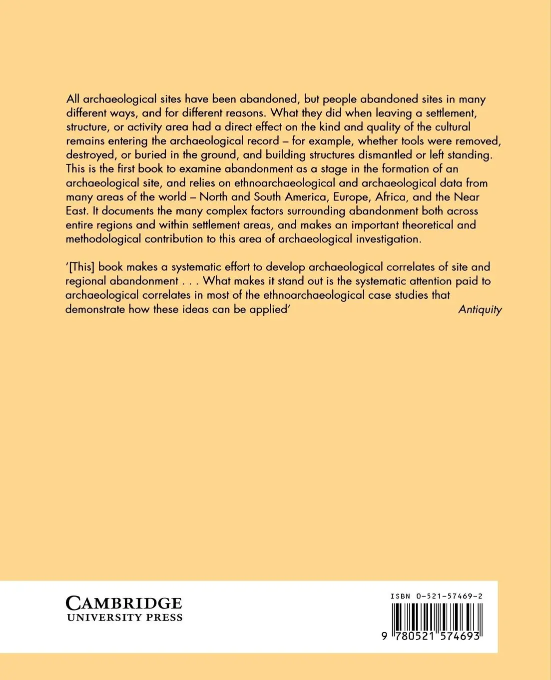 Rückseite: 9780521574693 | The Abandonment of Settlements and Regions | Cameron (u. a.) | Buch