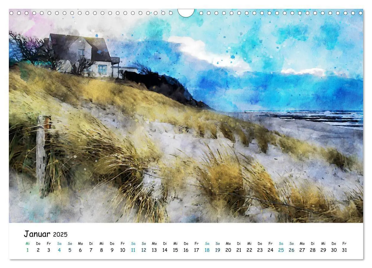 Bild: 9783435144693 | Aquarell Illustrationen vom Darß (Wandkalender 2025 DIN A3 quer),...