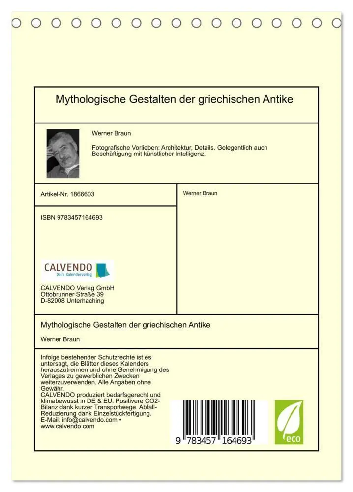 Bild: 9783457164693 | Mythologische Gestalten der griechischen Antike (Tischkalender 2025...