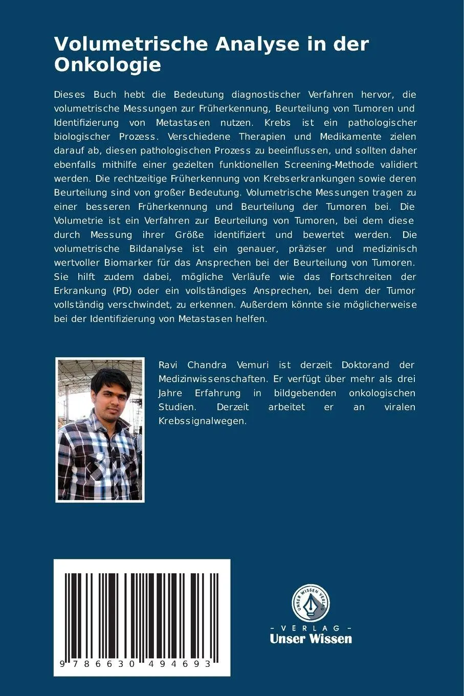 Rückseite: 9786630494693 | Volumetrische Analyse in der Onkologie | Ravi Chandra Vemuri (u. a.)