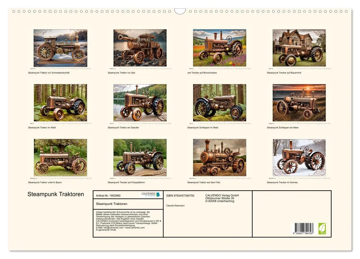 Bild: 9783457394793 | Steampunk Traktoren (Wandkalender 2026 DIN A2 quer), CALVENDO...