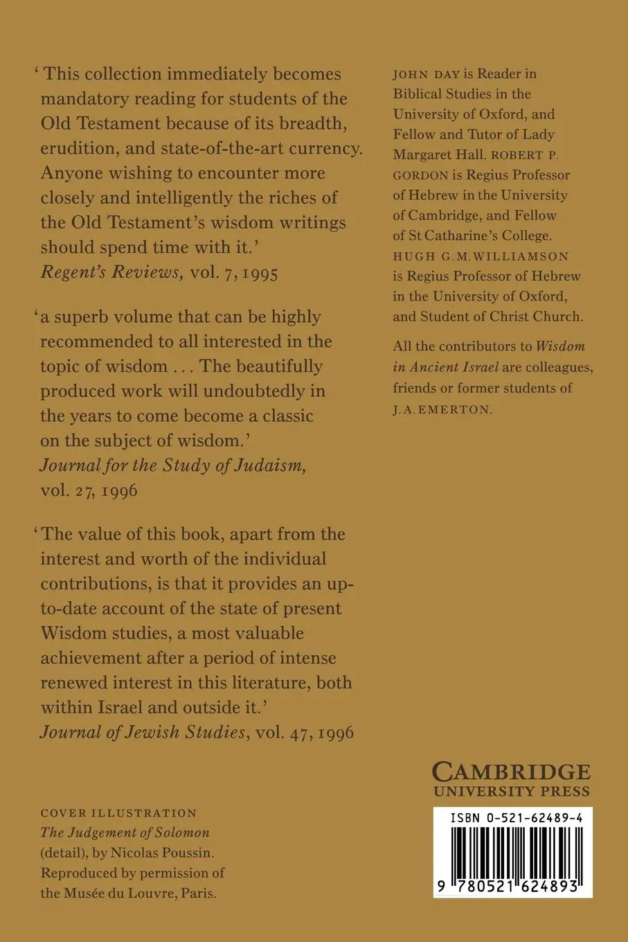 Rückseite: 9780521624893 | Wisdom in Ancient Israel | John Day (u. a.) | Taschenbuch | Englisch
