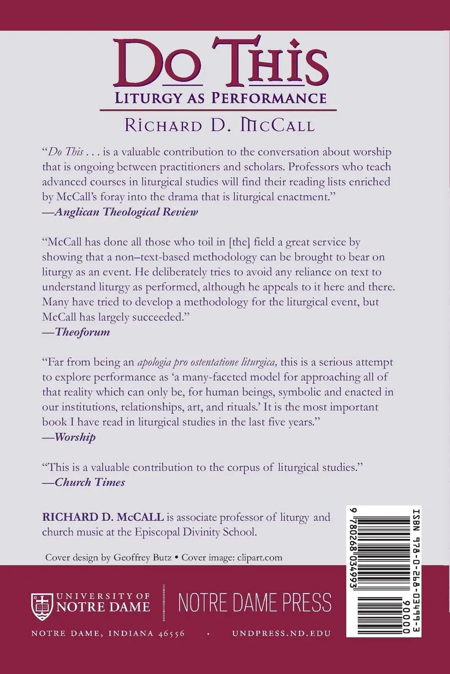 Rückseite: 9780268034993 | Do This | Liturgy as Performance | Richard D. McCall | Taschenbuch