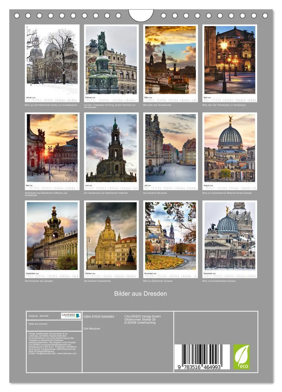 Bild: 9783516464993 | Bilder aus Dresden (Wandkalender 2026 DIN A4 hoch), CALVENDO...