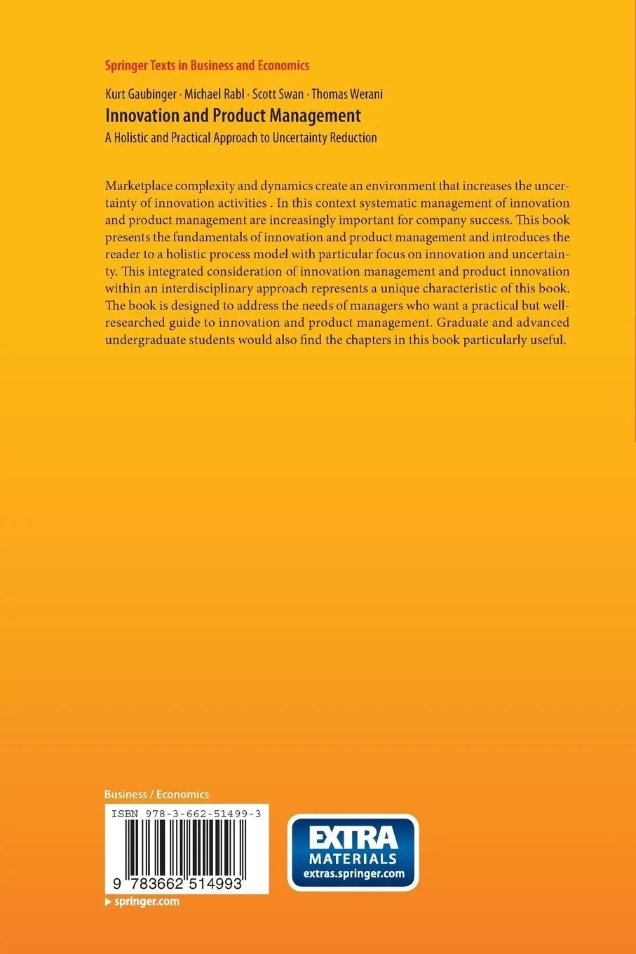Rückseite: 9783662514993 | Innovation and Product Management | Kurt Gaubinger (u. a.) | Buch
