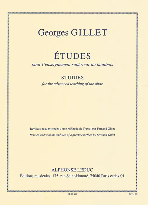 Cover: 9790046194993 | Études pour l'enseignement superieur pour hautbois (fr/en) | Gillet