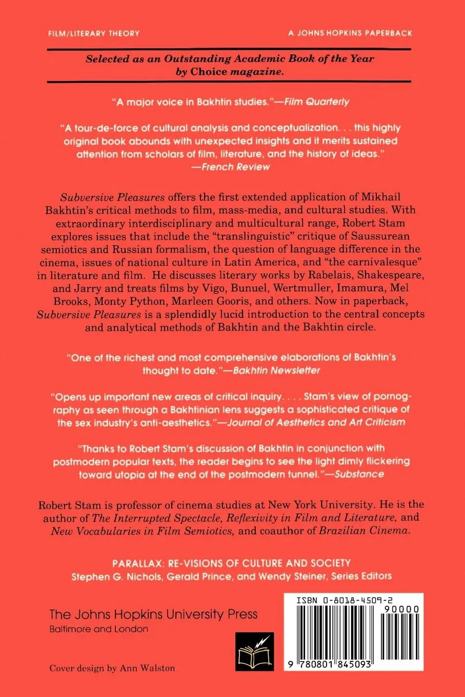Rückseite: 9780801845093 | Subversive Pleasures | Bakhtin, Cultural Criticism, and Film | Stam