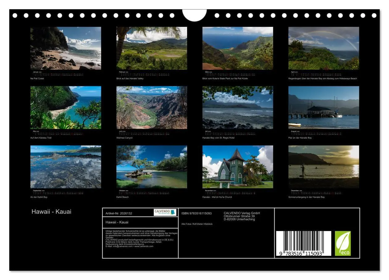 Bild: 9783516115093 | Hawaii - Kauai (Wandkalender 2026 DIN A4 quer), CALVENDO...