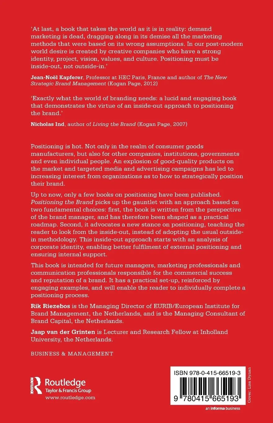 Rückseite: 9780415665193 | Positioning the Brand | An Inside-Out Approach | Rik Riezebos (u. a.)