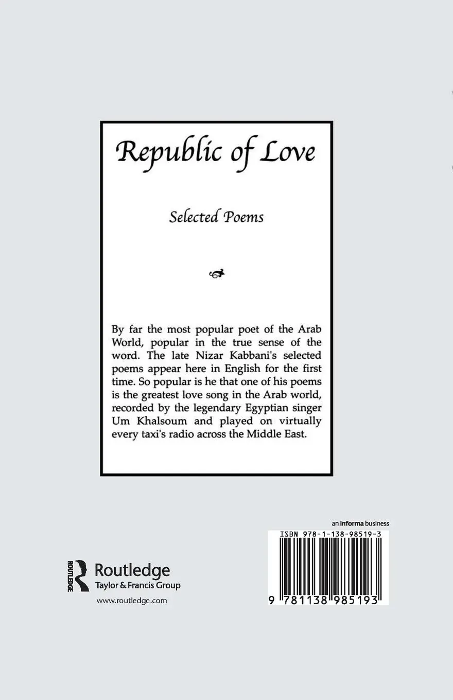 Rückseite: 9781138985193 | Republic Of Love | Nizar | Taschenbuch | Englisch | 2016 | Routledge