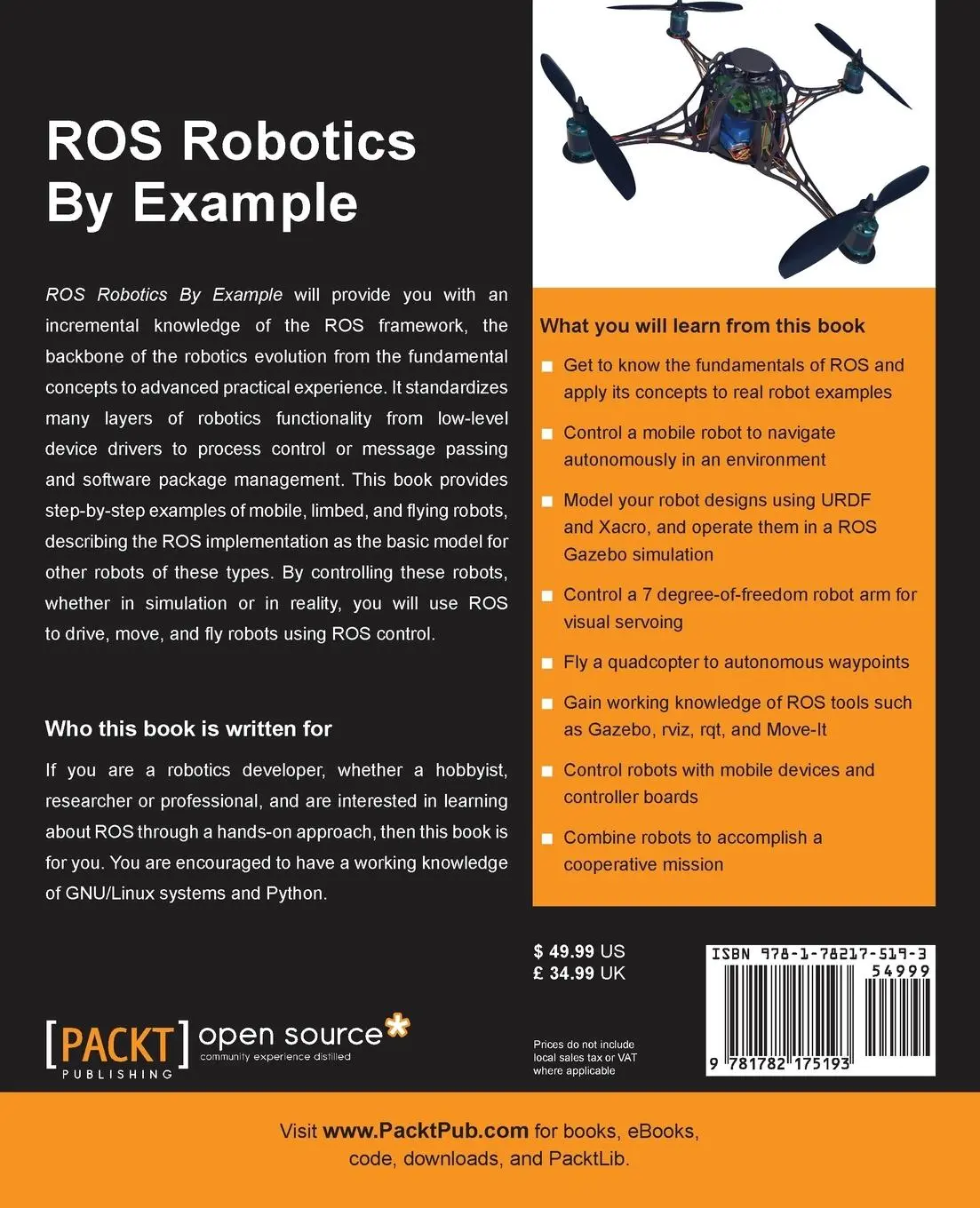 Rückseite: 9781782175193 | ROS Robotics By Example | Carol Fairchild (u. a.) | Taschenbuch | 2016