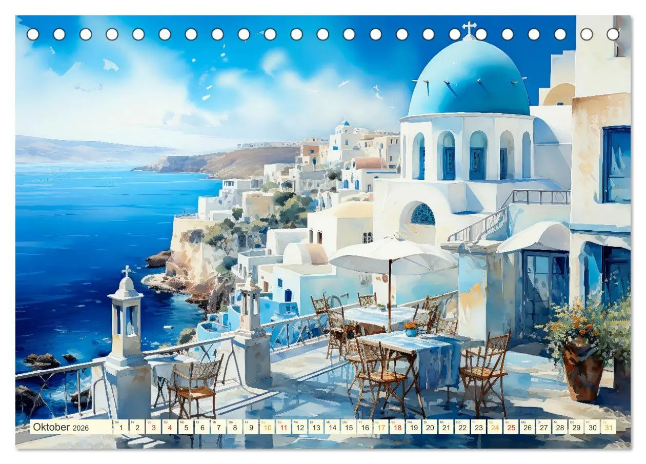 Bild: 9783457495193 | Santorini Inselträume (Tischkalender 2026 DIN A5 quer), CALVENDO...
