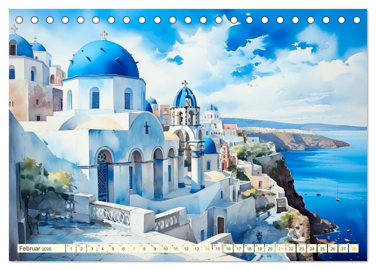 Bild: 9783457495193 | Santorini Inselträume (Tischkalender 2026 DIN A5 quer), CALVENDO...
