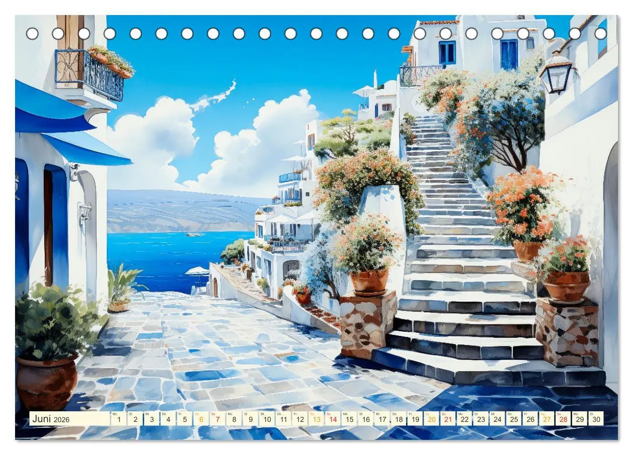 Bild: 9783457495193 | Santorini Inselträume (Tischkalender 2026 DIN A5 quer), CALVENDO...