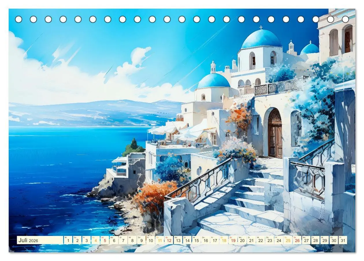 Bild: 9783457495193 | Santorini Inselträume (Tischkalender 2026 DIN A5 quer), CALVENDO...
