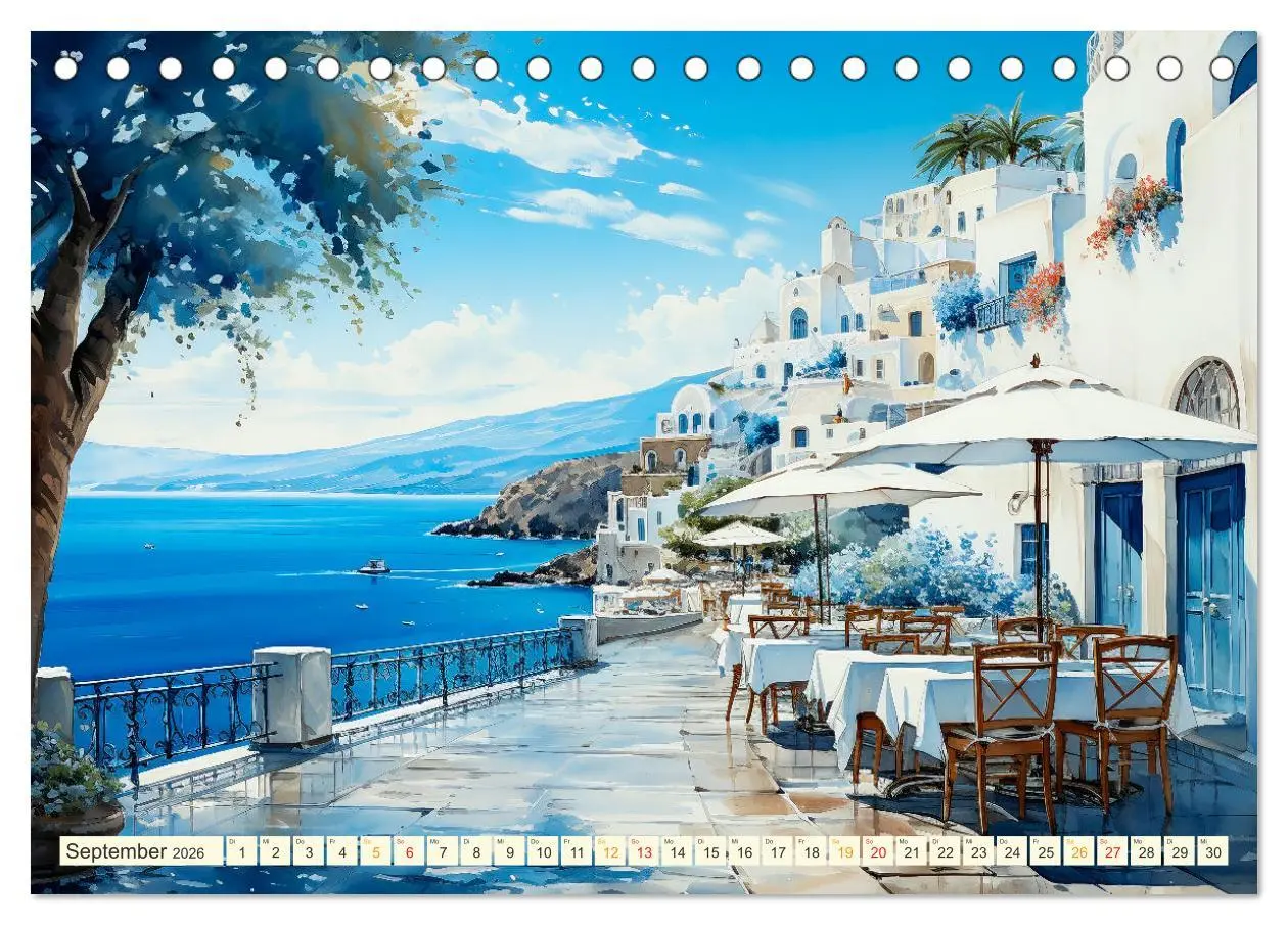 Bild: 9783457495193 | Santorini Inselträume (Tischkalender 2026 DIN A5 quer), CALVENDO...