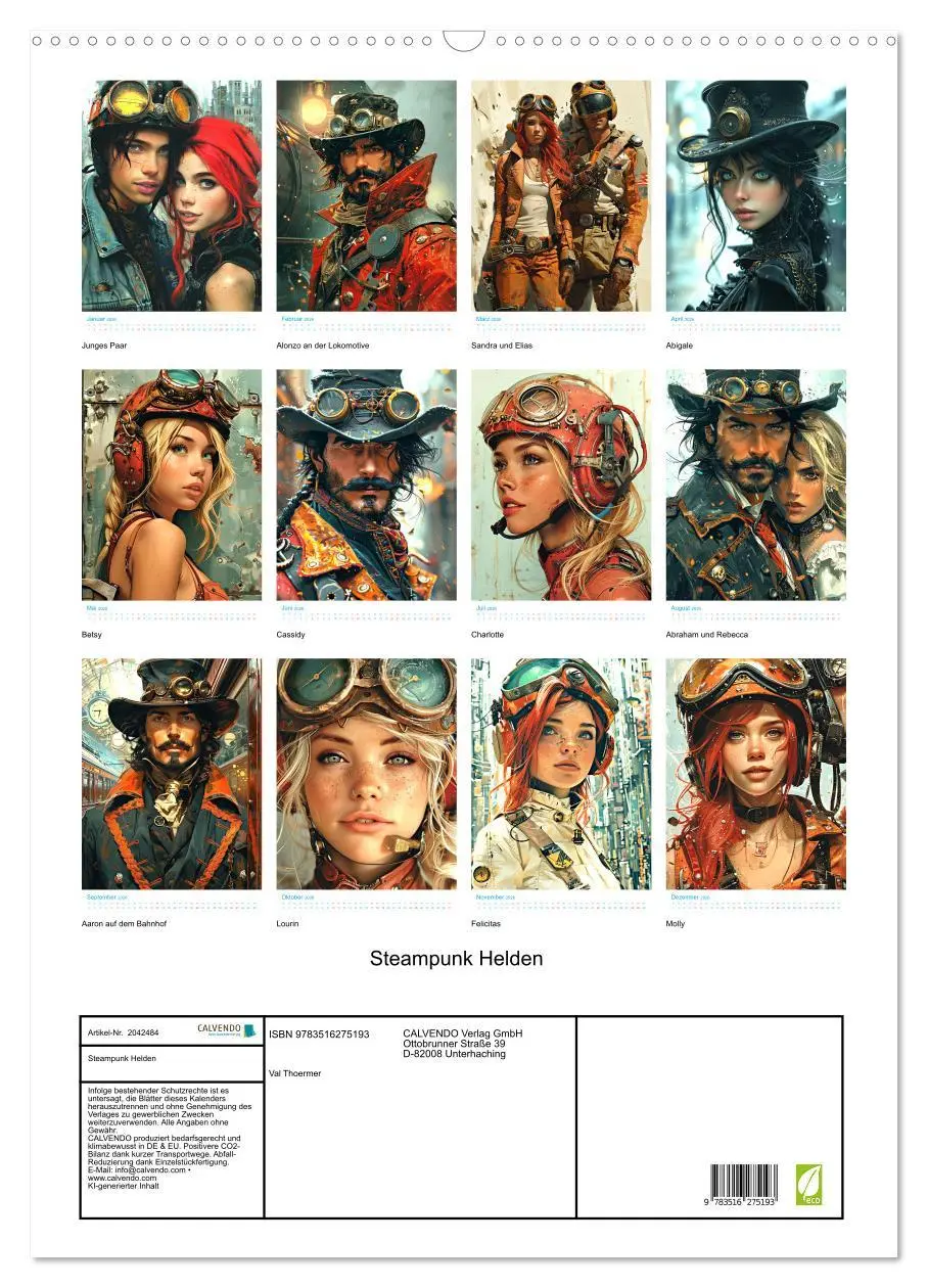 Bild: 9783516275193 | Steampunk Helden (Wandkalender 2026 DIN A2 hoch), CALVENDO...