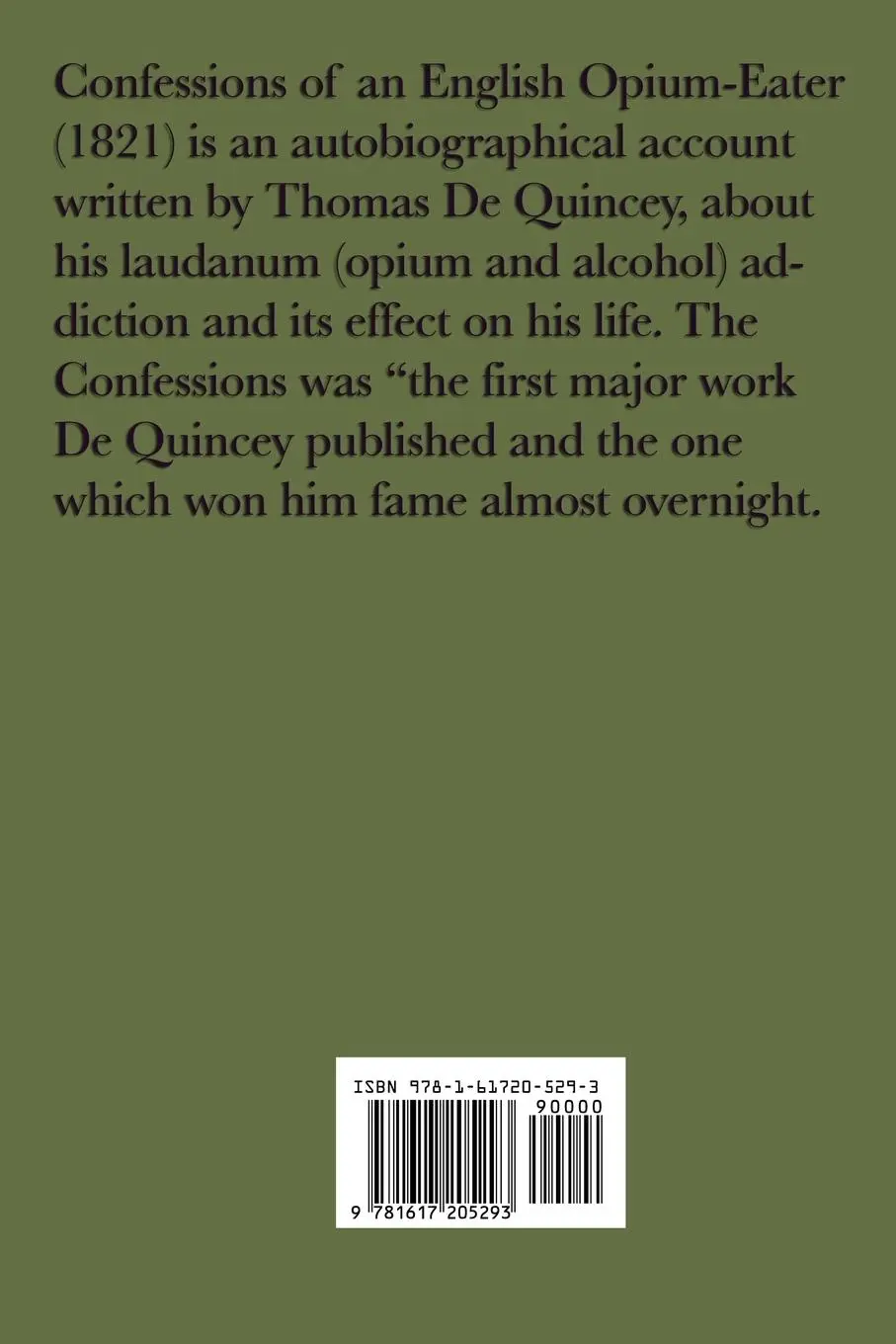 Rückseite: 9781617205293 | Confessions of an English Opium-Eater | Thomas De Quincey | Buch