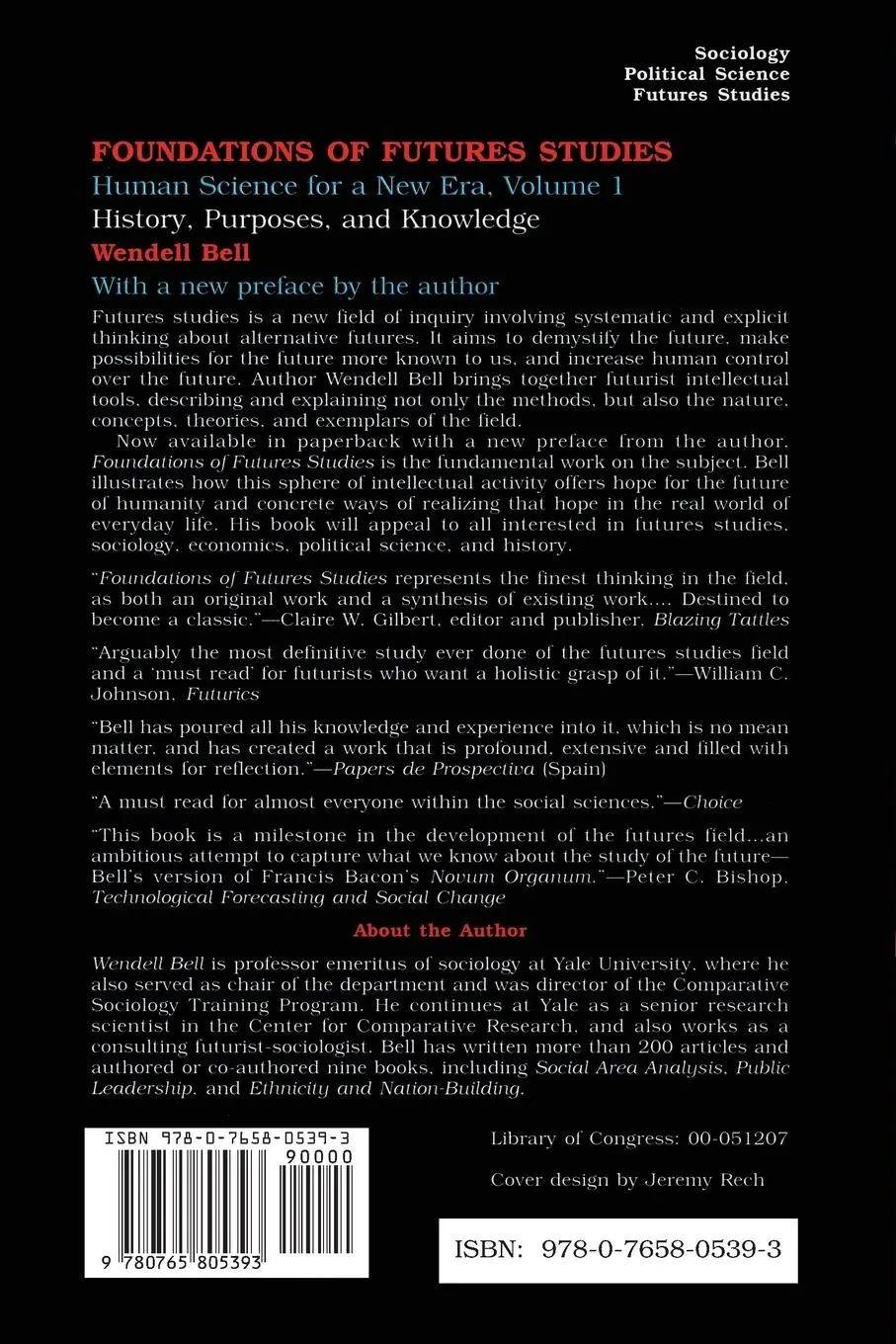 Rückseite: 9780765805393 | Foundations of Futures Studies | Wendell Bell | Taschenbuch | Englisch