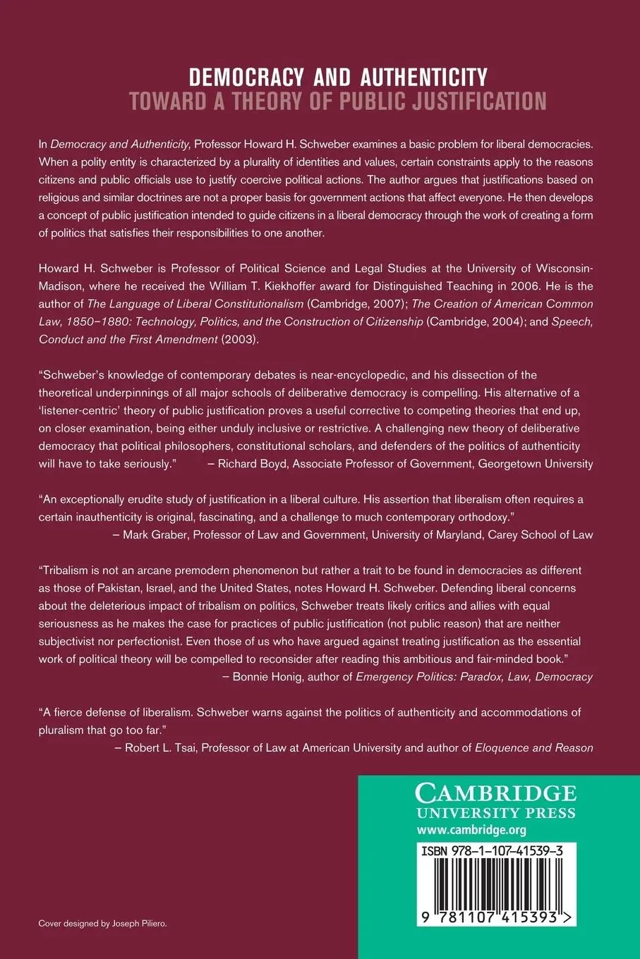 Rückseite: 9781107415393 | Democracy and Authenticity | Toward a Theory of Public Justification
