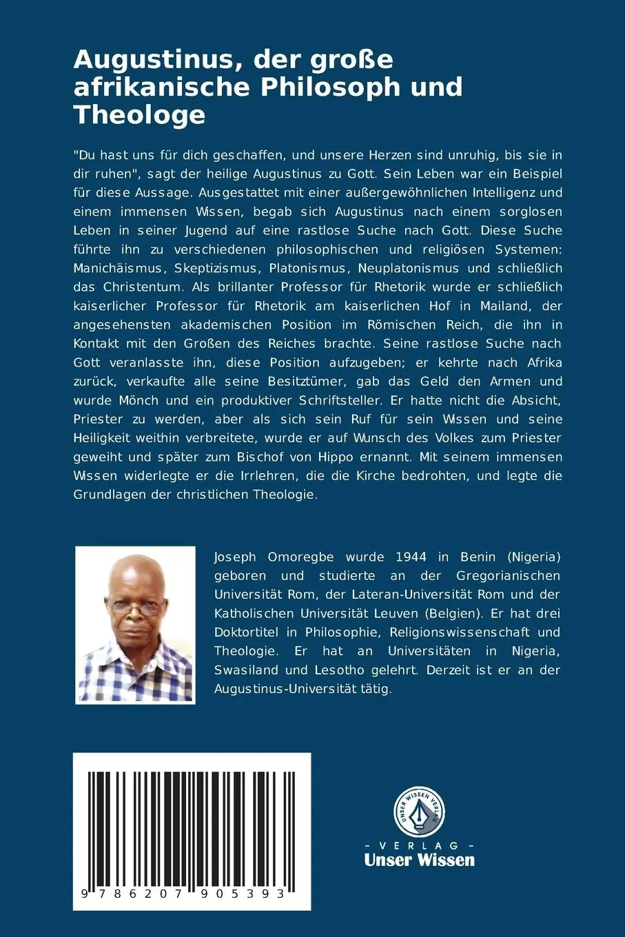 Rückseite: 9786207905393 | Augustinus, der große afrikanische Philosoph und Theologe | Omoregbe