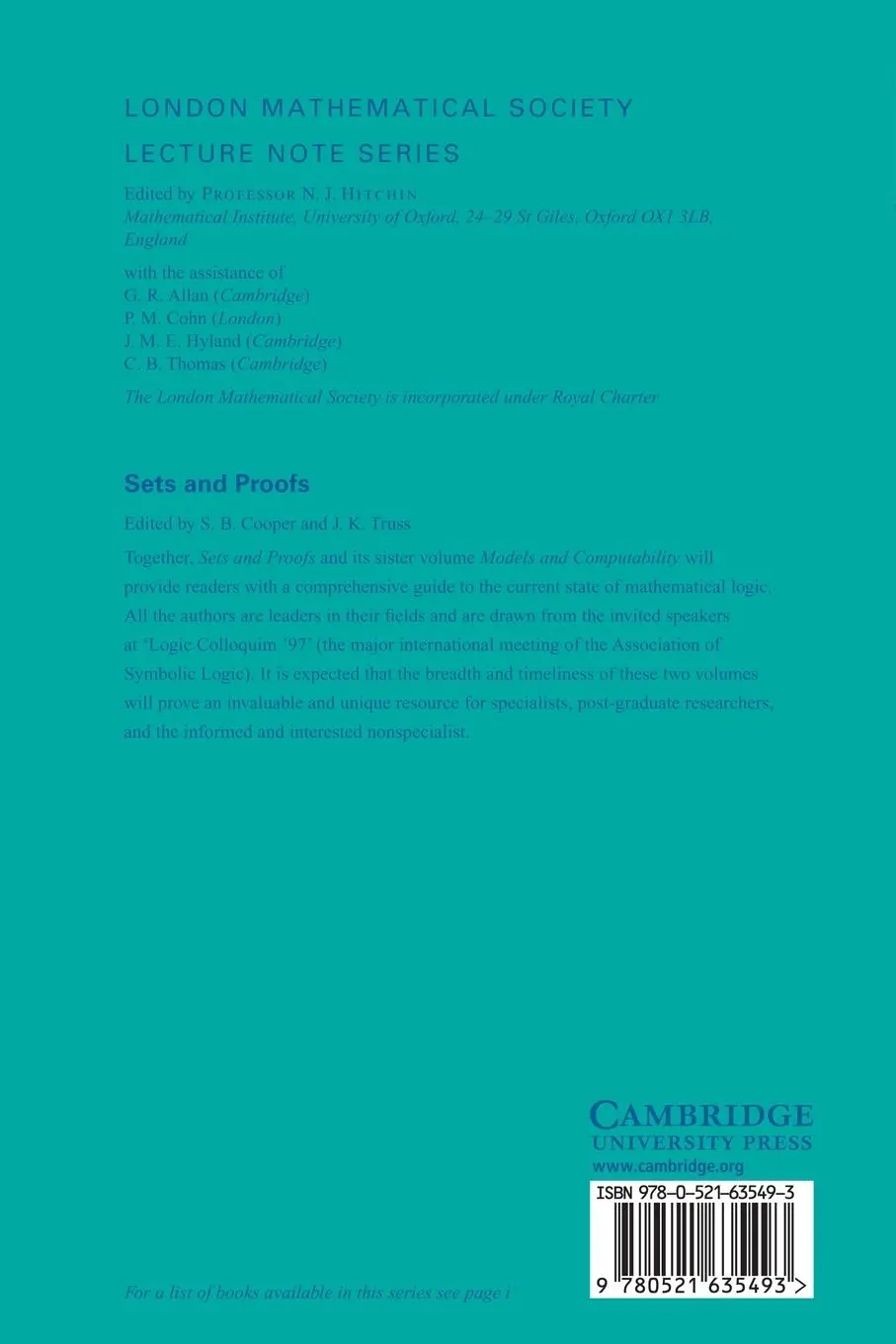 Rückseite: 9780521635493 | Sets and Proofs | S. Barry Cooper (u. a.) | Taschenbuch | Englisch