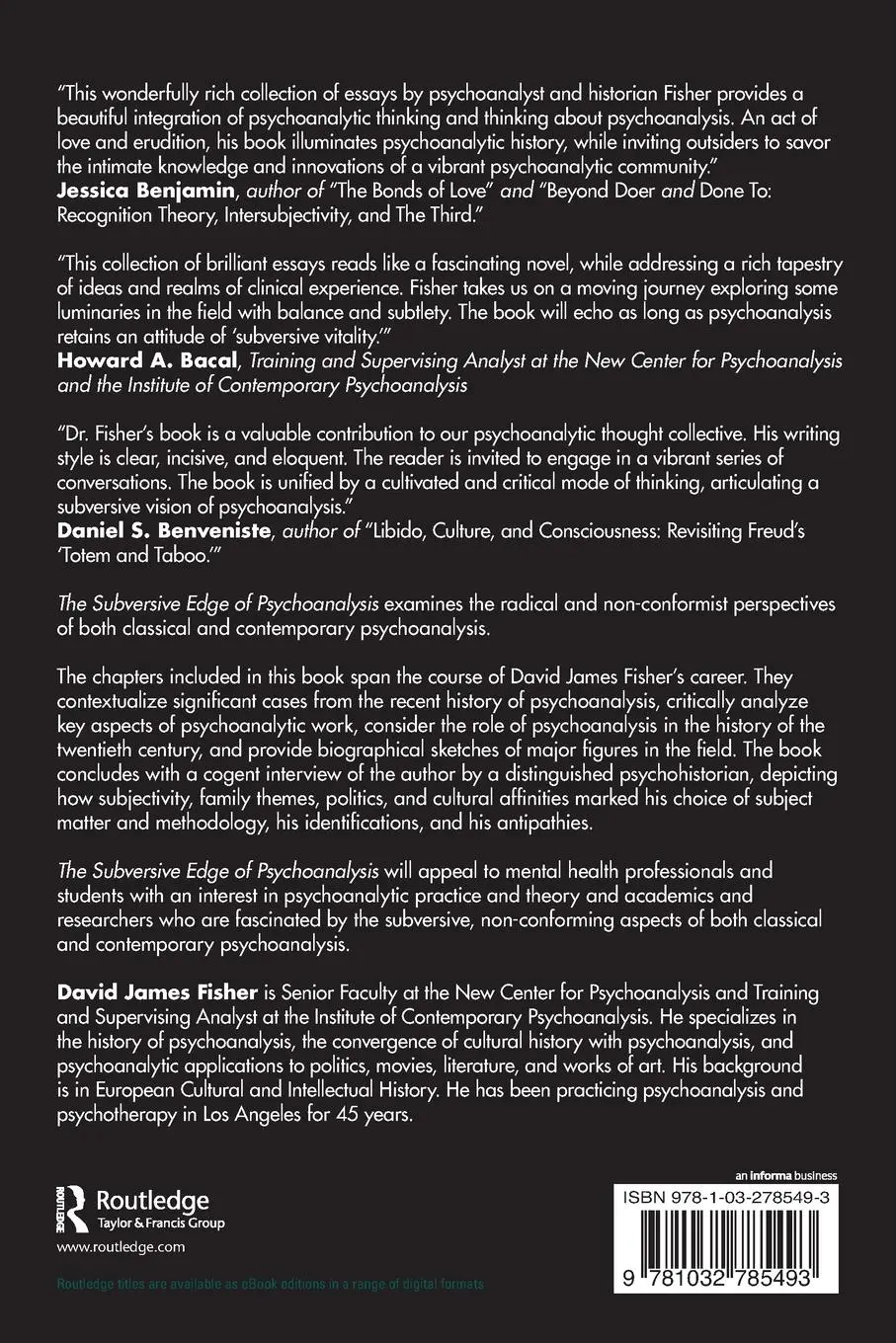 Rückseite: 9781032785493 | The Subversive Edge of Psychoanalysis | David James Fisher | Buch